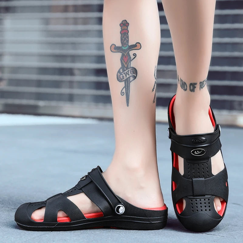 Summer Home Men Slippers Simple Black Shoes Non-Slip Bathroom Beach Slides Flip Flops Outdoor Slippers Size 40-45