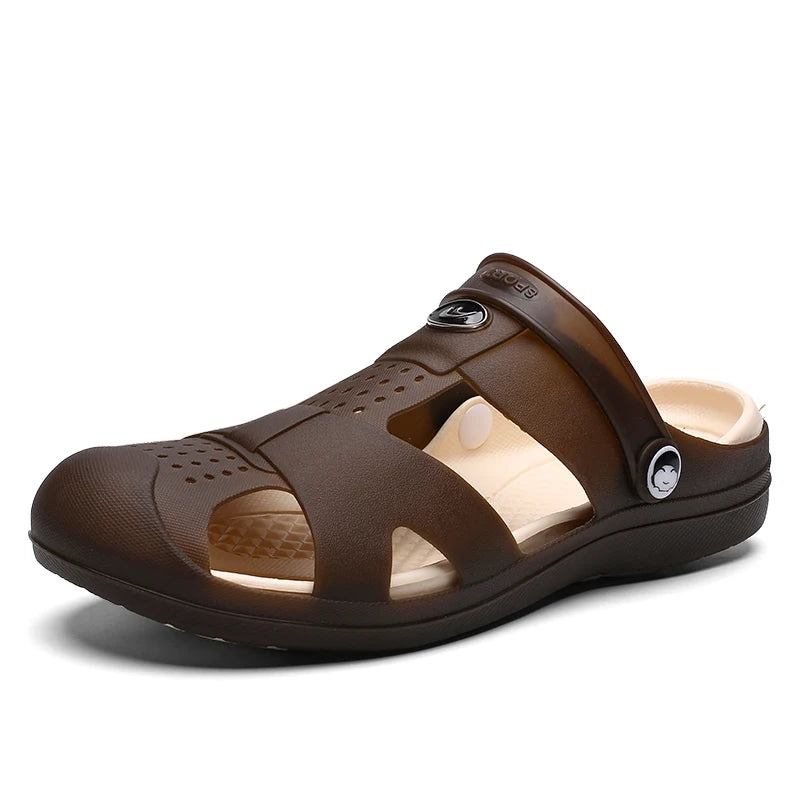 Summer Home Men Slippers Simple Black Shoes Non-Slip Bathroom Beach Slides Flip Flops Outdoor Slippers Size 40-45