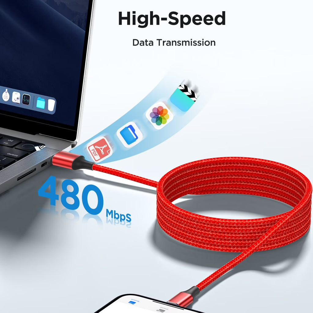 3 Pack 6FT Cables Compatible with Iphone 14/13/12/11/10, Nylon Braided Charging 3A Fast Charger Cord, Red