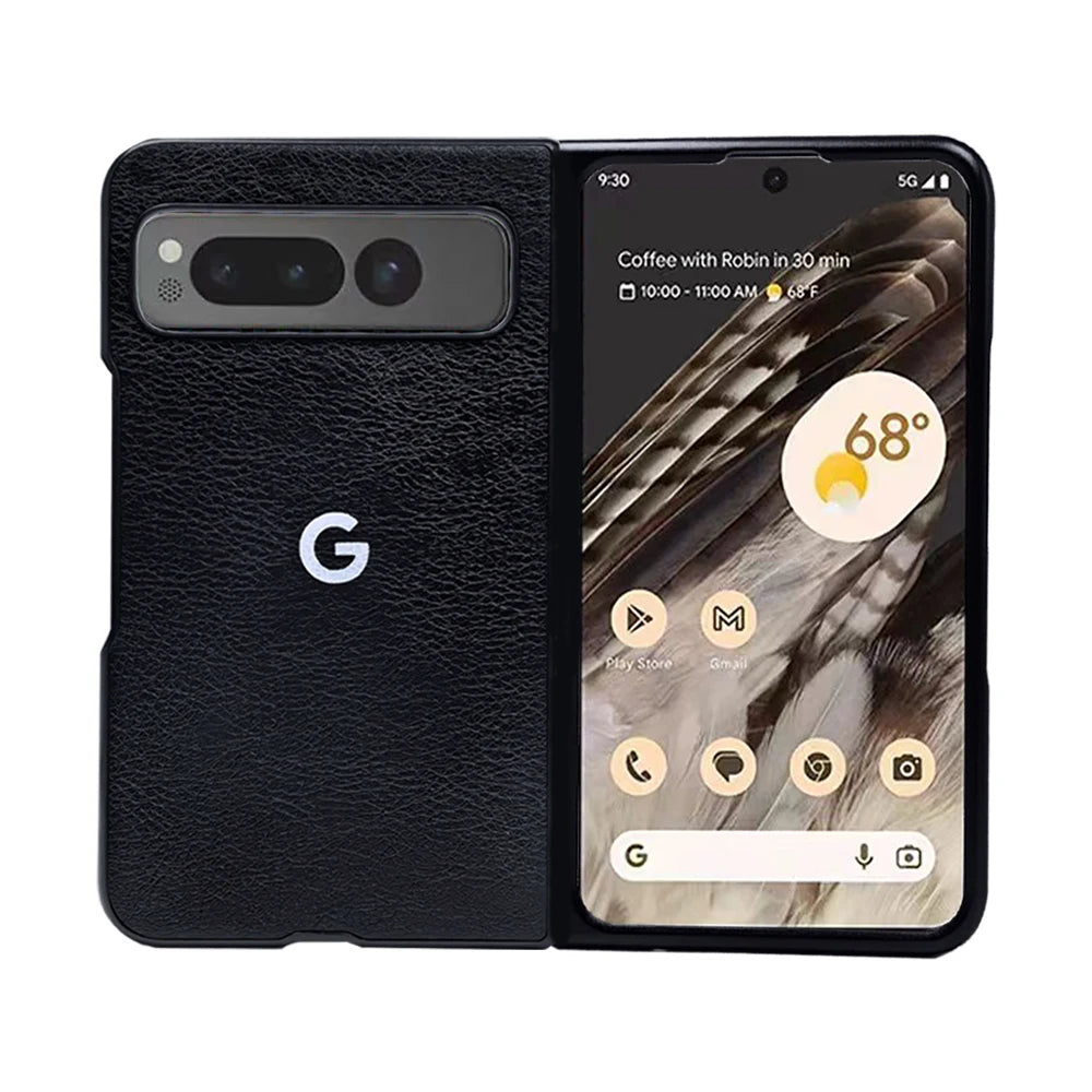 Premium Leather Protective Case for Google Pixel Fold 9Pro - Durable Hard PC and PU Cortex Anti-Skid Shockproof Cover